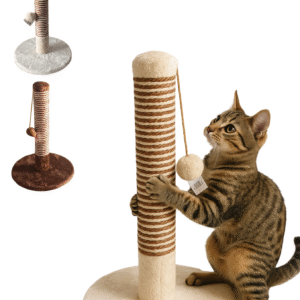 Rascador para gatos con bola colgante de sisal | Diversión y descanso para tu peludo